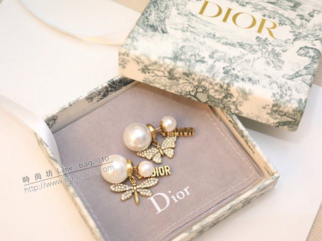 Dior飾品 迪奧經典熱銷款CD蜜蜂珍珠925銀針耳釘耳環  zgd1442